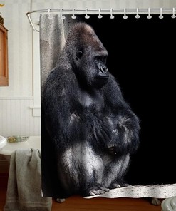 Funny Chimpanzee Shower Curtain With Monkey Animal Zoo Park Cloth Fabric For Bathroom Decor
