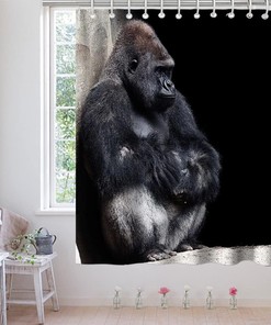 Funny Chimpanzee Shower Curtain With Monkey Animal Zoo Park Cloth Fabric For Bathroom Decor