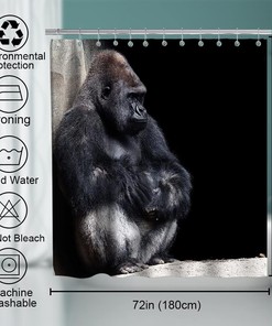 Funny Chimpanzee Shower Curtain With Monkey Animal Zoo Park Cloth Fabric For Bathroom Decor