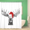 Funny Christmas Moose and Santa Hat Deer Party Shower Curtain
