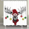 Funny Christmas Moose with Cute Hat Reindeer Shower Curtain for Bathroom Decor