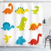 Funny Colorful Dinosaur Set Cartoon Shower Curtain - Cloth Fabric Bathroom Decors