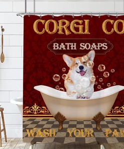 Funny Corgi Dog Farmhouse Shower Curtain for Your Rustic Bathroom Decor