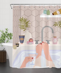Funny Cosmetic Girl Shower Curtain - Cute Bathroom Decor