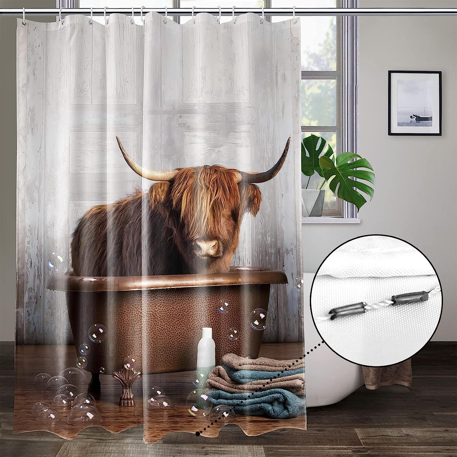 Funny Cow Print Shower Curtain For Quirky Bathroom Decor - Image 2