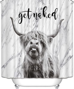 Funny Cow Shower Curtain - Cute Shower Curtain With Country Style Prints