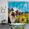 Funny Cow Shower Curtain - Farm Sunflower Field Bathroom Decor