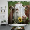 Funny Cow Shower Curtain - Farmhouse Sunflower Bathroom Decor
