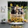 Funny Cow Sunflower Shower Curtain Rustic Farmhouse Bathroom Decorations