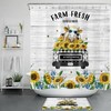 Funny Cow Truck Sunflower Rainbow Shower Curtain Farm 
