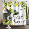Funny Cow and Butterfly-themed Waterproof Renaiss Shower Curtain for Bathroom Decor
