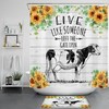 Funny Cow and Sunflower Shower Curtain for Rustic Farmhouse Bathroom Decor