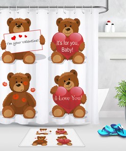 Funny Cute Bears Cartoon Style Shower Curtain for Bathroom Decor