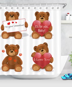 Funny Cute Bears Cartoon Style Shower Curtain for Bathroom Decor