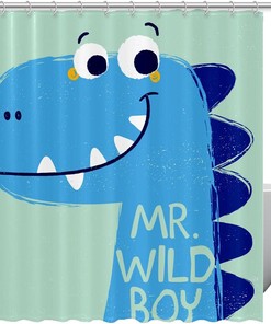 Funny Dino Artwork Shower Curtain For Quirky Homes
