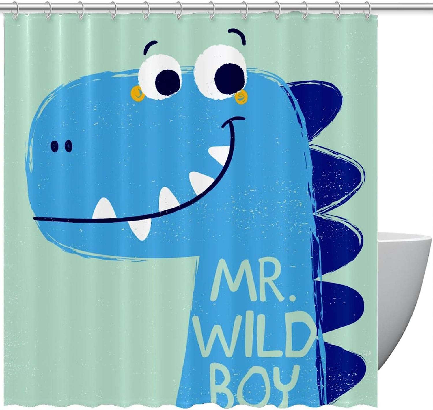 Funny Dino Artwork Shower Curtain For Quirky Homes