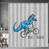 Funny Dinosaur Bike Ride Shower Curtain For Cute Bathroom Decor