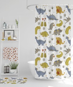 Funny Dinosaur Kids Shower Curtain for Bathroom