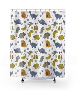 Funny Dinosaur Kids Shower Curtain for Bathroom