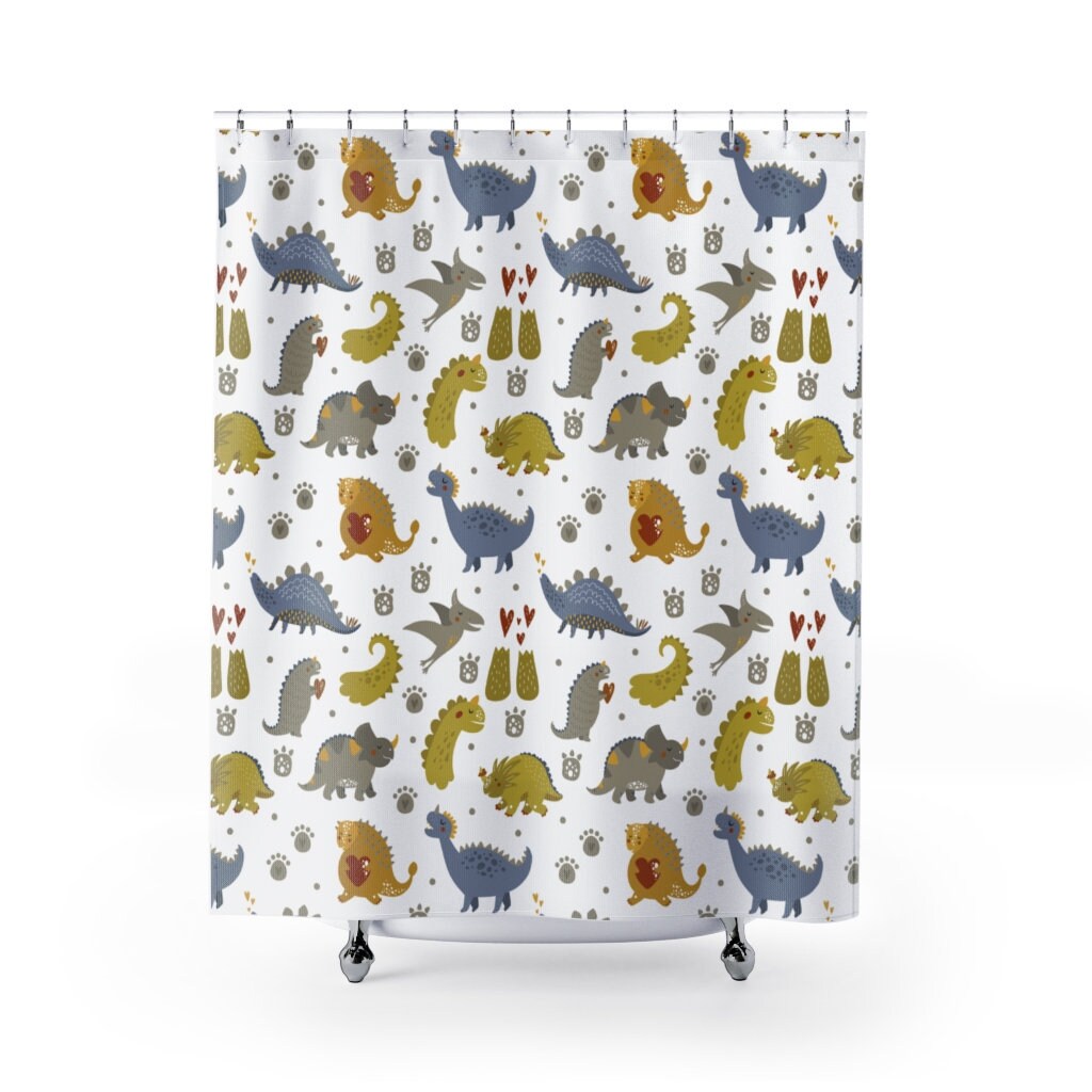 Funny Dinosaur Kids Shower Curtain for Bathroom