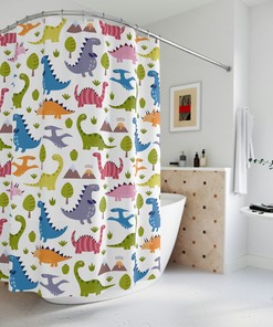 Funny Dinosaur Shower Curtain- Perfect for Adding Playful Touches to Your Kids' Bathroom 