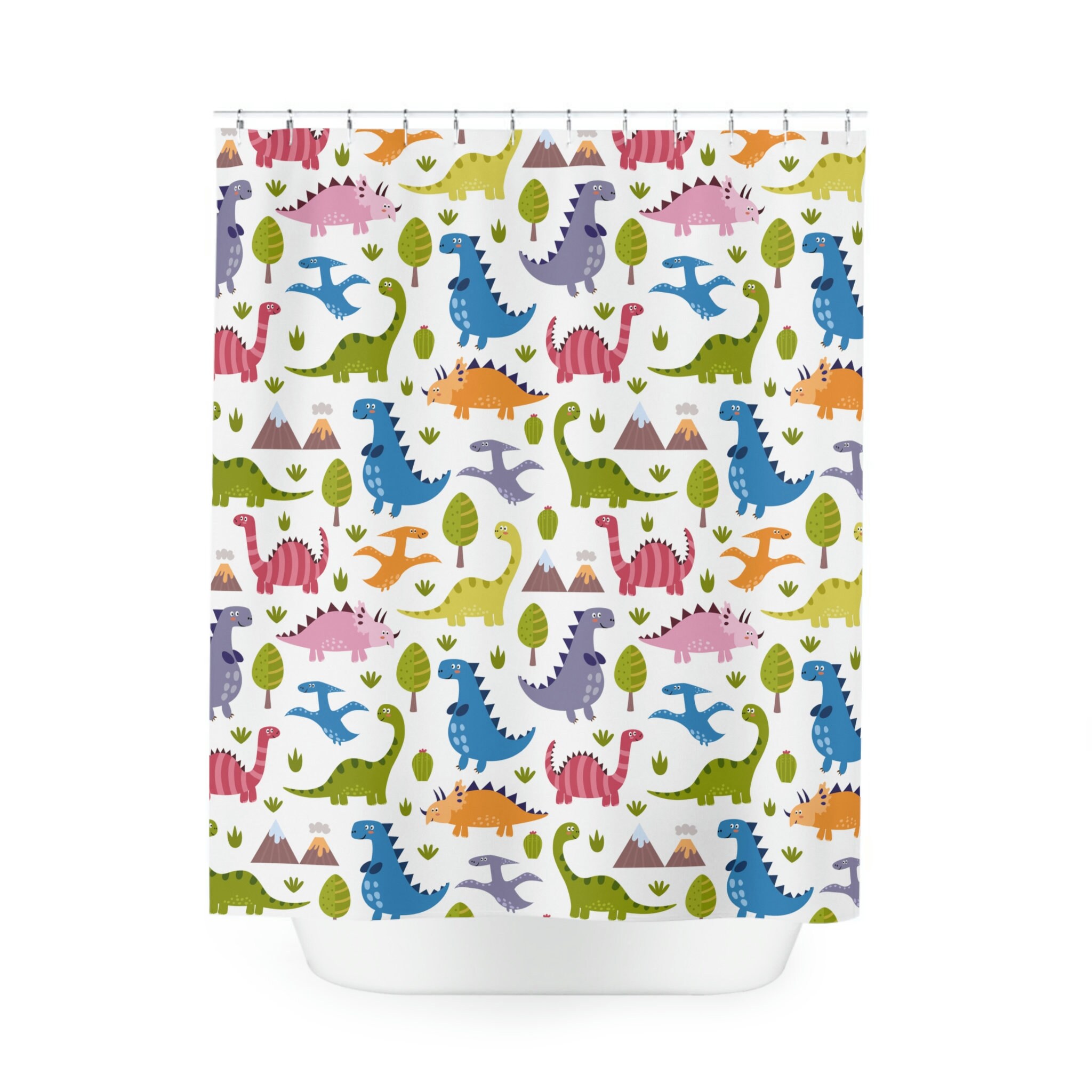 Funny Dinosaur Shower Curtain- Perfect for Adding Playful Touches to Your Kids' Bathroom