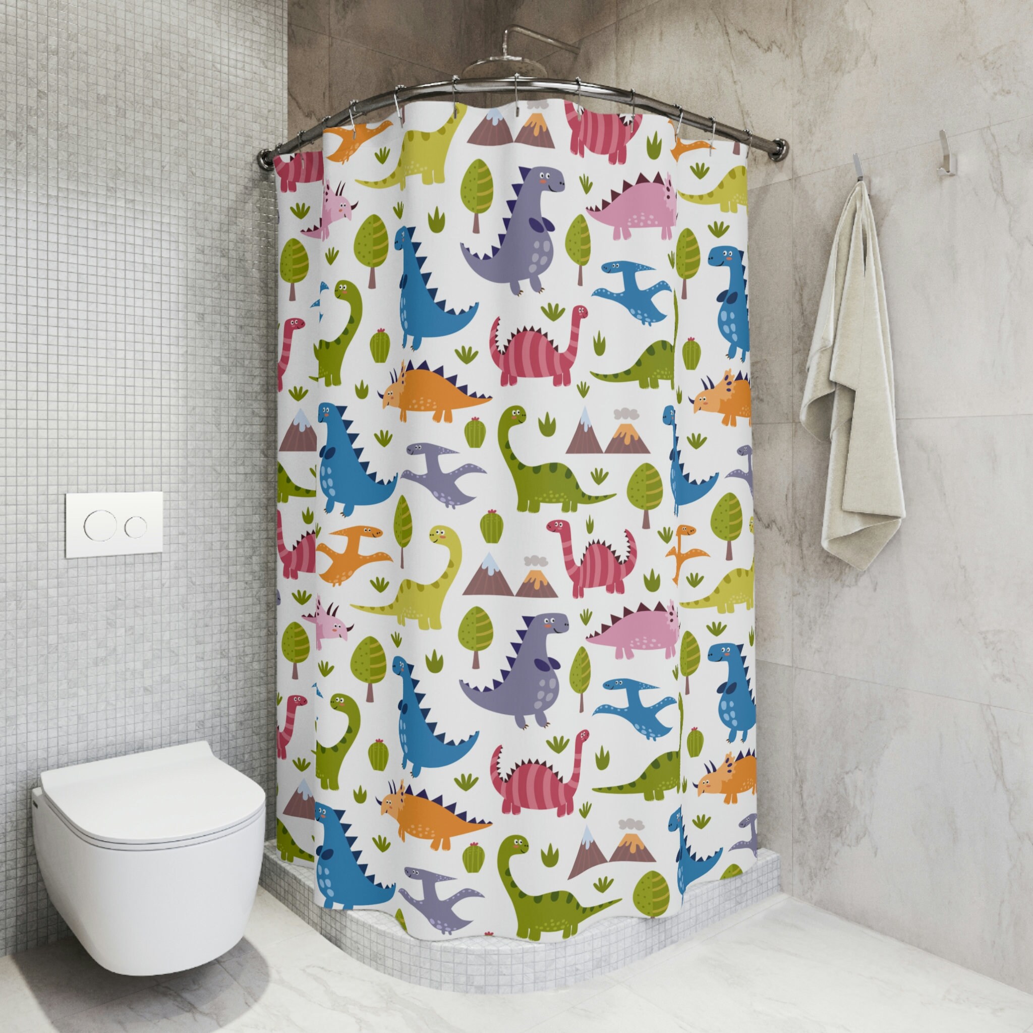 Funny Dinosaur Shower Curtain- Perfect for Adding Playful Touches to Your Kids' Bathroom