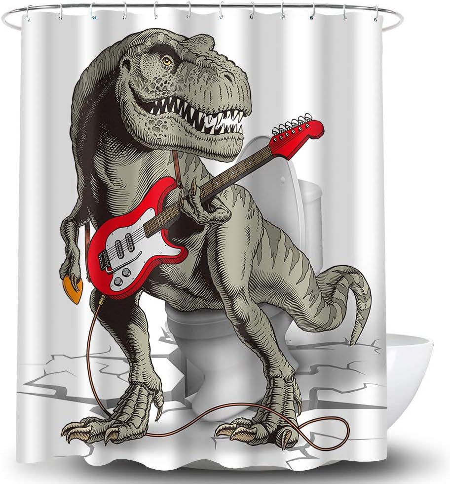 Funny Dinosaur Shower Curtain for Whim-Wham Bathroom Decor
