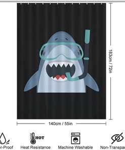 Funny Diving Shark Bathroom Shower Curtain - Soft And Lightweight Bath Curtain Cloth For Humorous Bathroom Decor