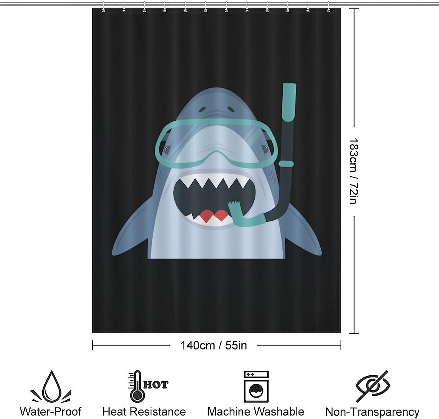 Funny Diving Shark Bathroom Shower Curtain - Soft And Lightweight Bath Curtain Cloth For Humorous Bathroom Decor