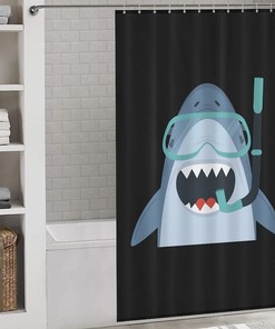Funny Diving Shark Bathroom Shower Curtain - Soft And Lightweight Bath Curtain Cloth For Humorous Bathroom Decor