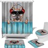Funny Dog And Music Lover Teal Shower Curtain For Bathroom Decor,