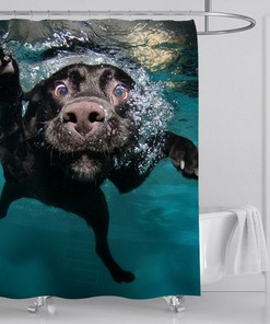 Funny Dog Art Style Shower Curtain - Cute Animal Lovers Bathroom Decor