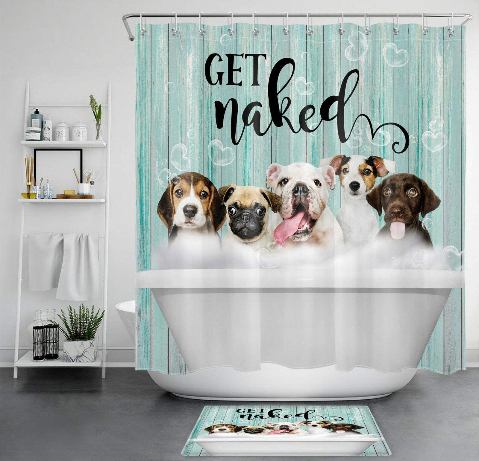 Funny Dog Bubble Bath Shower Curtain - Rustic Bathroom Decor With Modern Farmhouse Touch