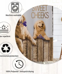 Funny Dog Hello Sweet Cheeks Wooden Primitive Style Shower Curtain for Fun Western Bathroom Decor
