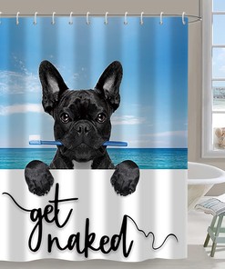 Funny Dog Shower Curtain With A French Bulldog, Pet Lover Bathroom Decor