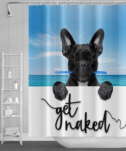 Funny Dog Shower Curtain With A French Bulldog, Pet Lover Bathroom Decor