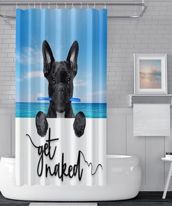 Funny Dog Shower Curtain With A French Bulldog, Pet Lover Bathroom Decor