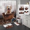 Funny Dog Shower Curtain With Cute Animal Tiger Print, Bathroom Curtains Set With Toilet Mat And Lid 