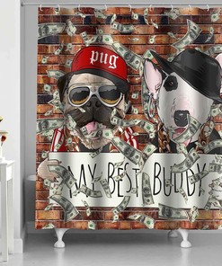 Funny Dog Shower Curtain with Cute Pets Animals - Funny Bathroom Decor