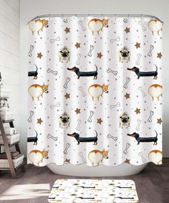 Funny Dogs Bones Pattern Shower Curtain - Cute Bathroom Decor