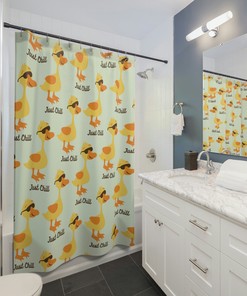 Funny Duck Cute Bathroom Shower Curtain Travel Shower Curtain Waterproof Washable