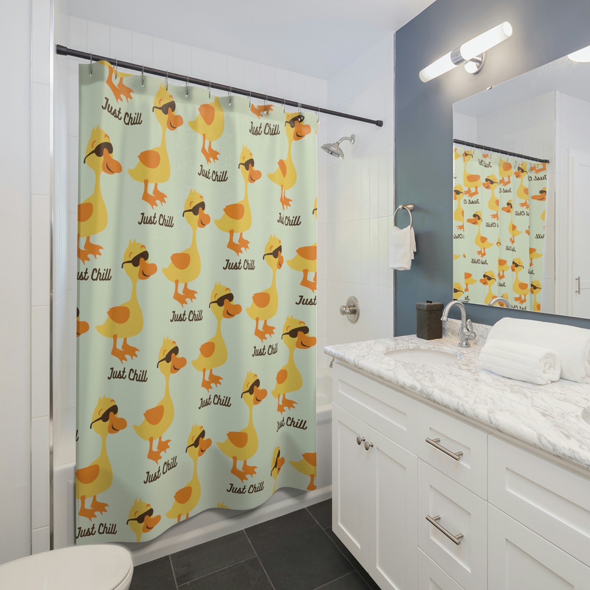 Funny Duck Cute Bathroom Shower Curtain Travel Shower Curtain Waterproof Washable