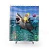 Funny Duck Riding Shark Shower Curtain For Creative Bathroom Decor