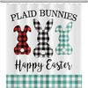 Funny Easter Bunny Buffalo Check Plaid Rabbit Shower Curtain For Farmhouse Bathroom