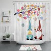 Funny Easter Gnome Rustic Board Shower Curtain with Grey Background