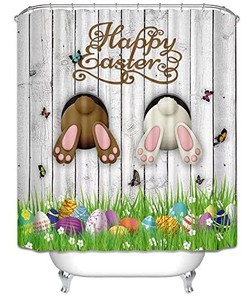 Funny Easter Rabbit and Egg Shower Curtain with Waterproof fabric for an Egg-cellent Time