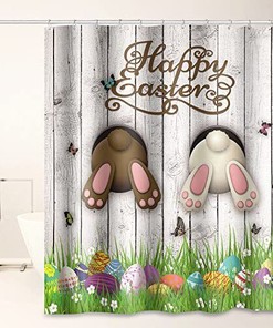 Funny Easter Rabbit and Egg Shower Curtain with Waterproof fabric for an Egg-cellent Time