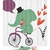 Funny Elephant Riding Bike Shower Curtain - Waterproof Cute Bathroom Decor