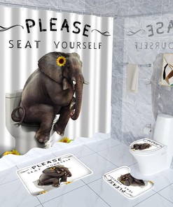 Funny Elephant Shower Curtain - Creative Design For Bathtub Decoration